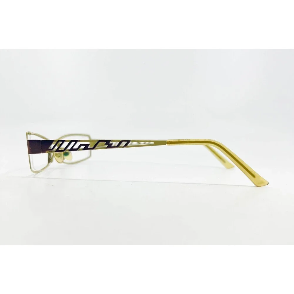 B433 Eyeglasses Frames Womens Brown Gold Cutout Temple 50-18-135